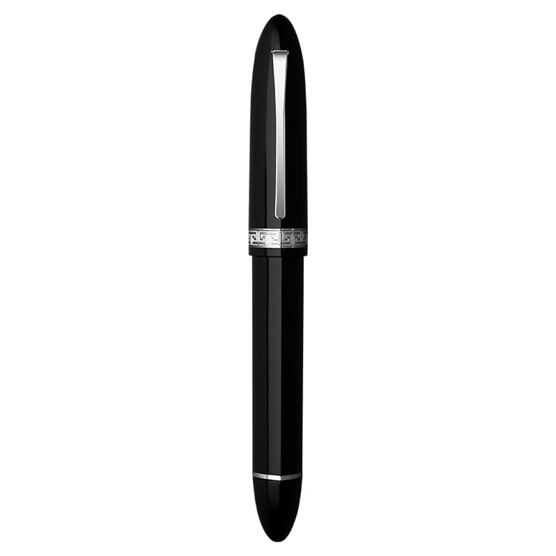 Füllfederhalter mit dreieckigem Kolben, Kunstharz, EF/F-Feder für Schreibwaren, Geschenk, für Schule, Büro, Geschäft, Schreibwaren (schwarz-silberfarbener Clip, F-Feder)