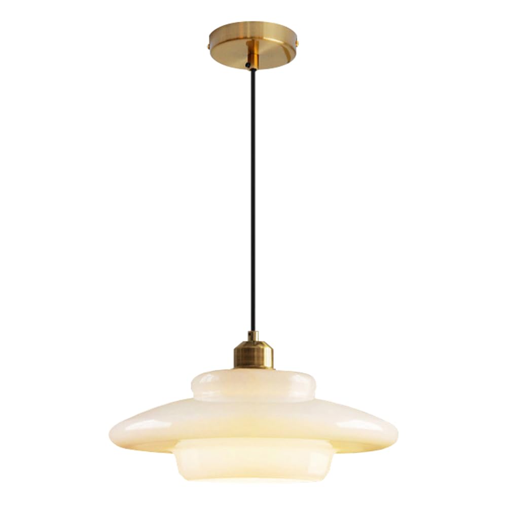 KXKLGWHN Nordic Retro Style Pendant Lamp, E26 Screw Glass Chandelier, Creative Single Head Hanging Light, Living Room Kitchen Island Corridor Decorative Lighting Fixtures