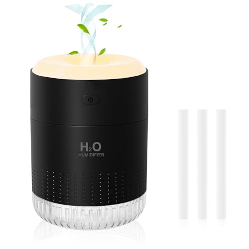 BAMCOO Portable Mini Humidifier, Auto Shut-Off, 2 Mist Modes, Quite, Small Humidifiers for Bedroom Travel Office Desk Plants (Black)