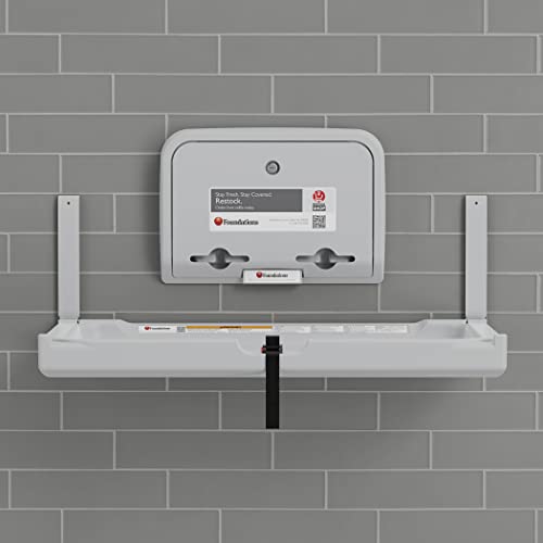 Foundations Elements Horizontal Wall Mounted Baby Changing Station And Liner Dispenser With Safety Straps For Commercial Restrooms (Gray) #TOP4