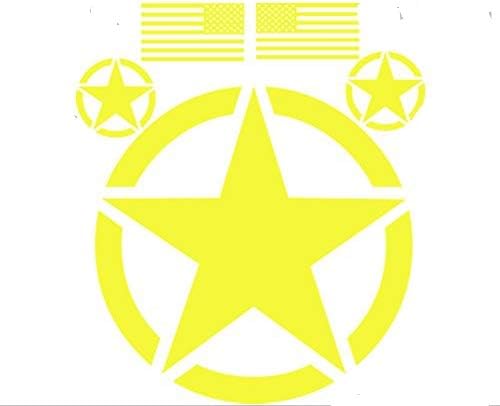G0002 - Hood Military Star Decal KIT - Custom Designed for use on - Jeep Wrangler Roxor Cherokee Compass Patriot & More (White)
