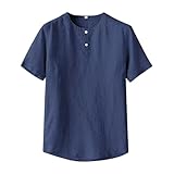 リネン トップス 夏 綿 麻 5分袖 t T シャツ 無地 ボタンダウンシャツ 襟 風 ドロップ ショルダー カットソー メンズ