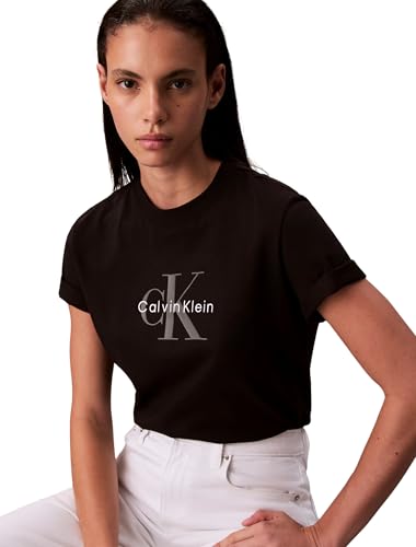 Calvin Klein Damen T-Shirt Kurzarm Hero Classic Monologo Tee mit Rundhalsausschnitt, Schwarz (Black), 3XS – Ansicht 4