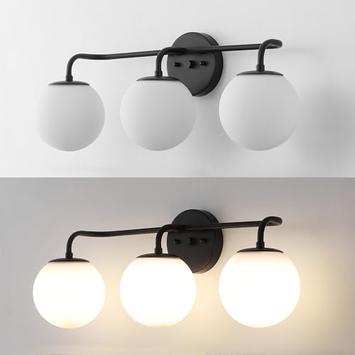 Image of JONATHAN Y Louis Parisian Globe 25 inch Vanity 3-Light, Black