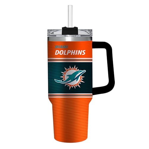 NFL Miami Dolphins Stainless Steel Tumbler with Handle and Straw,