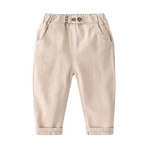Calças de algodão sólido para meninos de cintura média leggings de cintura elástica calças de trabal