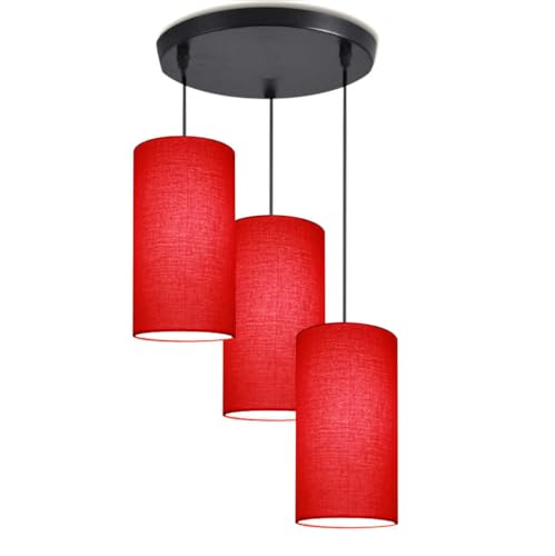 Image of Hanging 3 Lights for Dining Table | Red Hanging Lights for Living Room Set of 3 | Cluster 3 Hanging Light for Ceiling