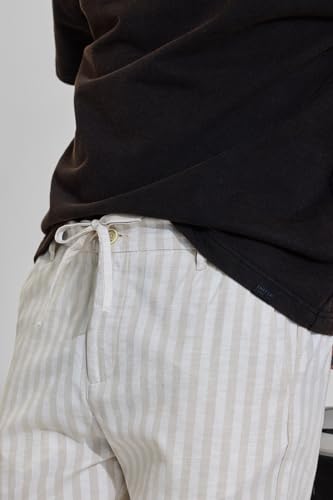 Image of SNITCH Men Casual Trousers | Slim Fit Vertical Stripes | Polyester Blend, Smooth Texture, Turned-Up Cuffs | Perfect for Casual & College Wear