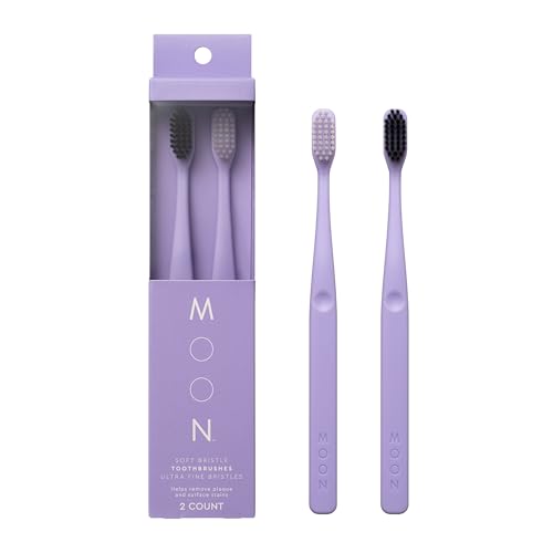 MOON Extra Soft Toothbrush 2-Pack Purple 720 Tapered Ultra-Fine Bristles Each for Gentle Deep Cleaning Adult Dental Care Ideal for Sensitive Gums and Teeth