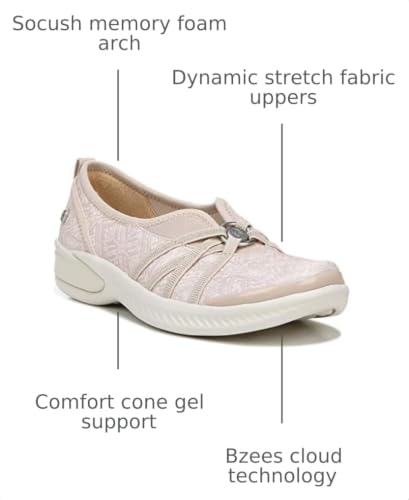 Image of LifeStride BZees Women's Niche Slip-On Comfort Ballet Flat,Beige Batik Fabric,11 Wide