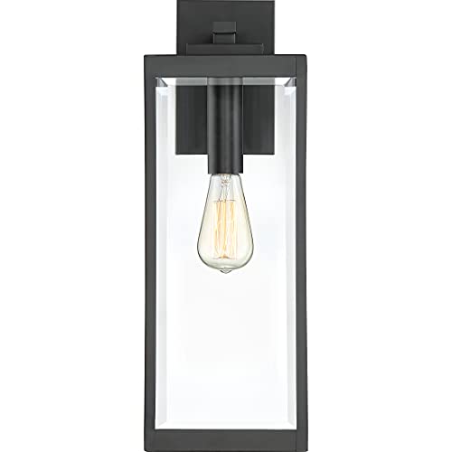 Image of Quoizel Westover 20 inch Outdoor Wall Lantern, Earth Black | 1-Light, Clear Beveled Glass, E26 Base, ETL Wet Rated