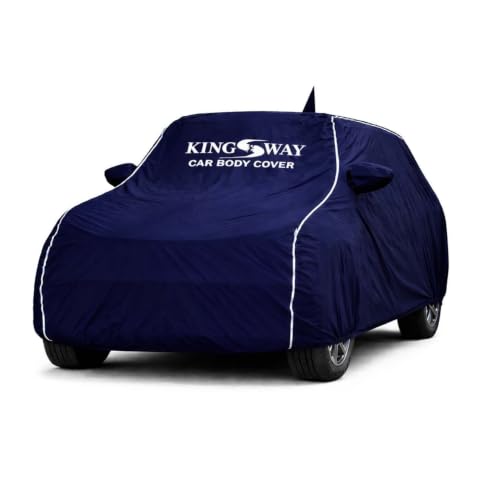 Image of KINGSWAY Super Waterproof Car Cover Only with Maruti Suzuki Vitara Brezza (Year 2016 to 2019) | Mirror and Antenna Pockets | All Weather Car Body Cover with Silver Piping | Blue