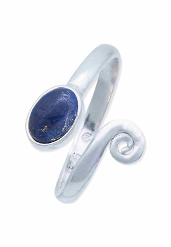 Bague en argent 925 avec pierre bleue lapis-lazuli réglable et pierre précieuse en argent véritable pour femme, cadeau en argent sterling (MRV-064-06)