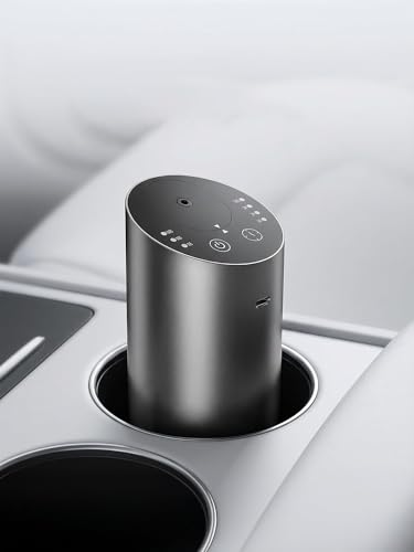 Car Diffuser, Waterless Essential Oil Diffuser with 2000mAh Battery & Timer, Adjustable Mist Cordless Aromatherapy for Car, Portable Air Freshener with Premium Aluminum Alloy & Type-C Charging(Grey)