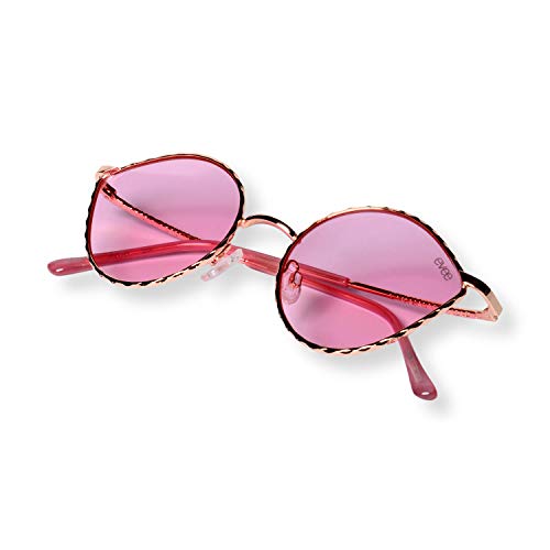 EVEE Vintage Oval Eye-Shape Metal Retro Sunglasses with Cosmetic Tint Lens (Rouge)3