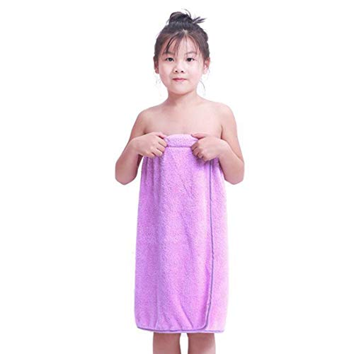 Dingtuo Kids Bathrobe Towel Dress Plush Bath Robe Children Sleepwear Gown for Boys & Girls Purple