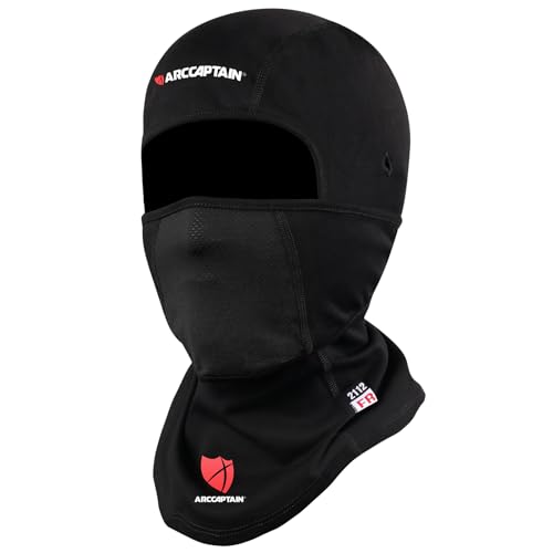 ARCCAPTAIN FR Flip-Up Balaclava 7oz Flame Resistant Face Mask Arc Rated NFPA 2112 CAT 2 Convertible Helmet Liner Hood for Welding & Industrial Work Black X-Large