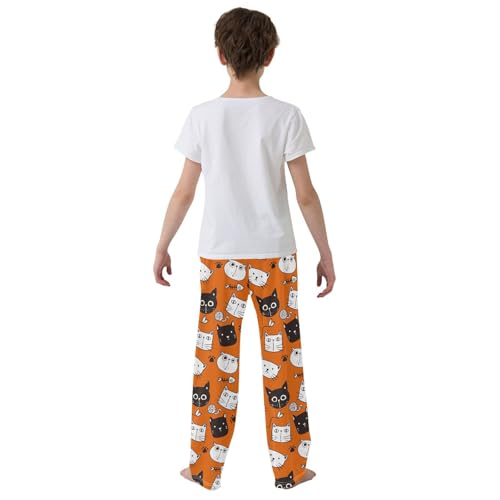 Cute Cats Orange Red Boys Pants for Kids Jogger Pants with Pockets S-XL3