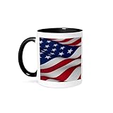 3dRose USA Flag American America Banner Stars Stripes patriot patriotism patriotic united states us 11oz Two-Tone Black Mug