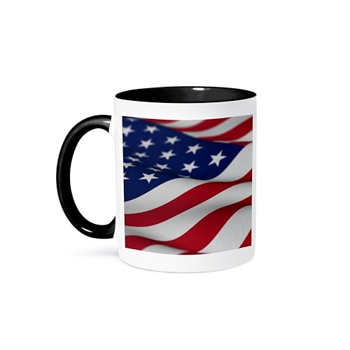 3dRose USA Flag American America Banner Stars Stripes patriot patriotism patriotic united states us 11oz Two-Tone Black Mug
