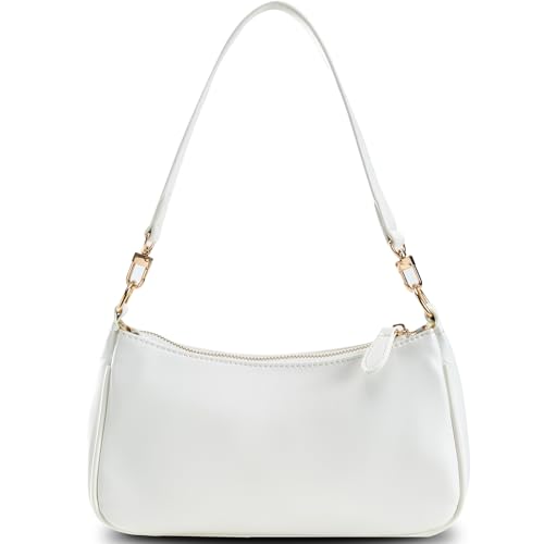 Bolsas de ombro pequenas Cresent Bolsas transversais femininas de couro vegano, bolsa clutch Hobo, Branco