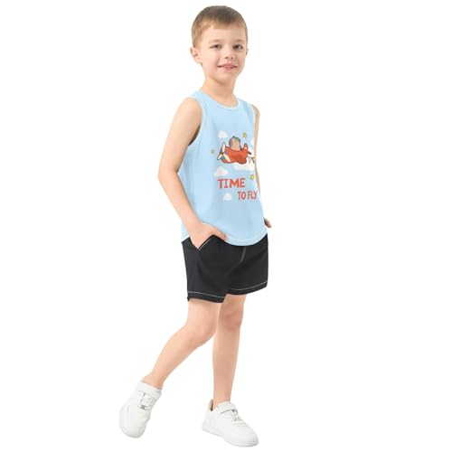 Cute Capybara Pilot Blue Boys Tank Top Sleeveless Quick Dry Athletic T-Shirts 3-10T4