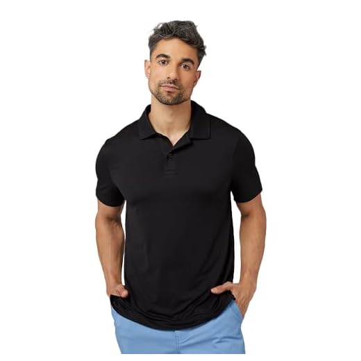 32 DEGREES Men's Cool Classic Polo| Slim Fit | Moisture Wicking | 4-Way Stretch |Golf | Tennis, Black, X-Large