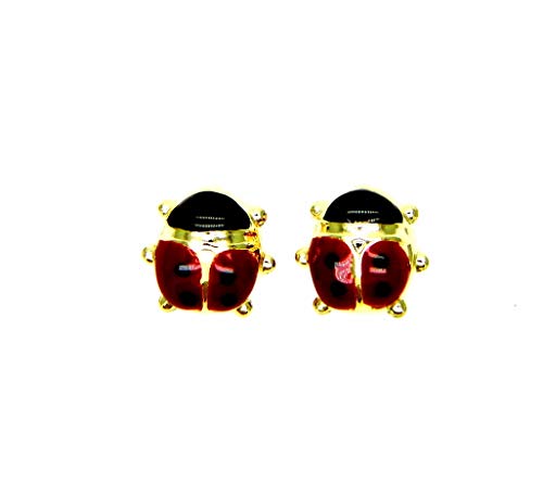 Pendientes de oro de 18k mariquitas rojas para diario y eventos