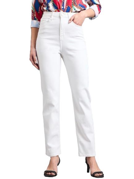Image of Style Quotient Women Tinted Blue HIGH Rise Straight FIT Jeans