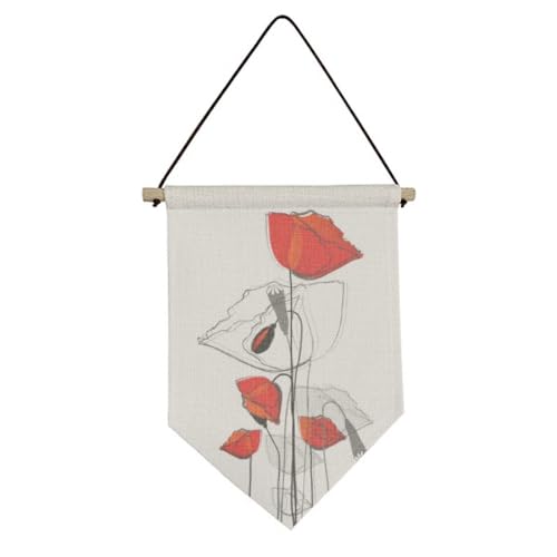 Bannière décorative murale motif fleurs rouges pour illuminer votre coin lecture