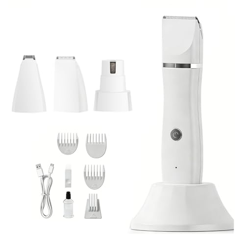 Tondeuse rechargeable pour animaux dotée de 4 têtes interchangeables