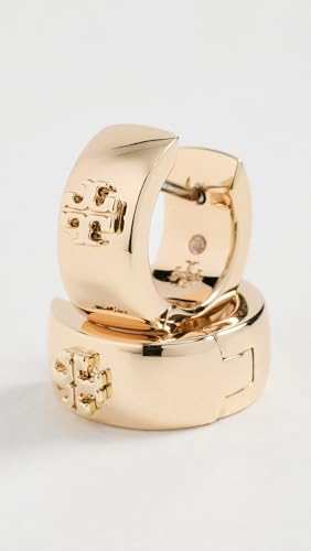 Image of Tory Burch Women's Wide Icon Enamel Huggie Hoop Earrings
