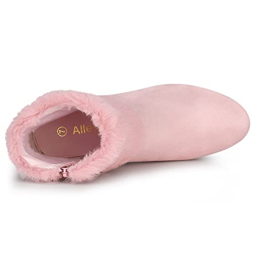 Allegra K Women's Christmas Faux Fur Chunky Heel Ankle Boots4