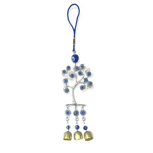 Image of AUGEN Evil Eye Wall Hanging Tree Design Blue Ornament for Home Office Shop Decor (10 Inches, M10)
