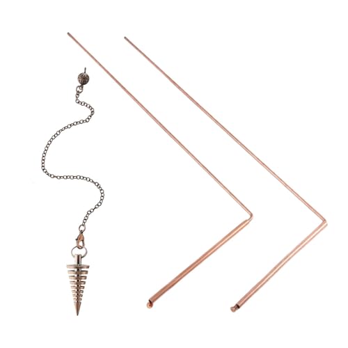 Tagtight 2Pcs Kupfer Wünschelruten mit Pendelanhänger, Wahrsagen Werkzeug, Spirituelle Wünschelruten für Geisterjagd, Tauchwasser, Schatzsuche, Energiestab, Kupferstäbe, Tauchstäbe