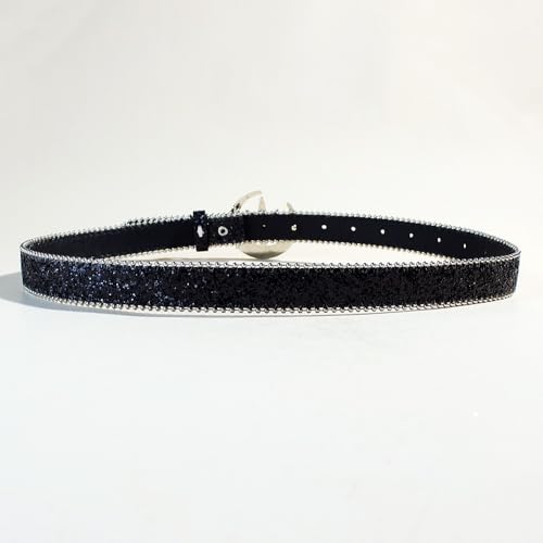 Rhinestone Belt Shiny Sparkle Waistband Star Sequin Y2k Belt Star - Moon Buckle Rhinestone Embellished4