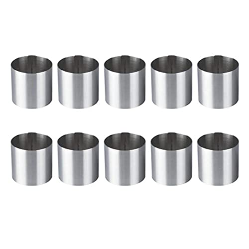 Tskcvy 10 Piezas de Anillos de Mousse de Acero Inoxidable Cortadora de Galletas Redonda Molde para Pasteles Herramienta de PasteleríA para Hornear de Cocina para Tarta, Fondant, Etc.