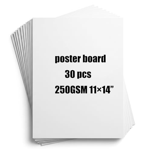 11×14” Poster Board 30pcs White Poster Paper Bulk 250GSM Thick Dual-Sided Glossy & Matte Paper suitable for DIY, Crafts, Drawing and School Supplies
