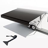 CYLAND RV Awning Fabric Replacement,Camper Trailer Motorized Awning Replacement for Motorhome,Heavy Duty Weatherproof 18.5oz Outdoor Vinyl RV Canopy 18'(Fabric 17'2') Black Fade
