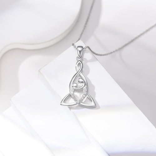 Diamond Celtic Motherhood Knot Necklace 925 Sterling Silver Lab Grown Diamond Celtic Knot Mother Pendant Irish Jewelry Gifts for Women4