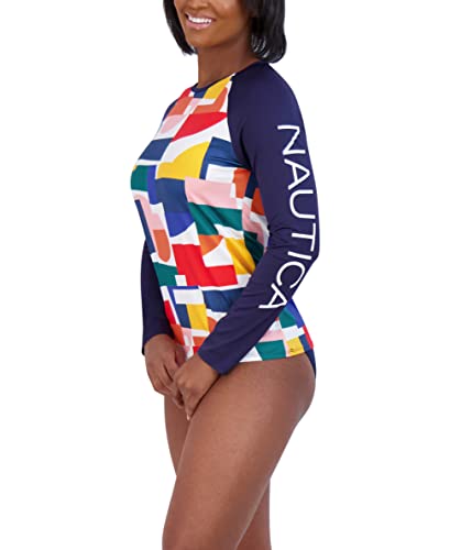 Image of Nautica Women's Long Sleeve Rashguard - Quick-Dry, UPF Protection, Swim Shirt, Pool, Beach, Hiking, Yoga, Volleyball