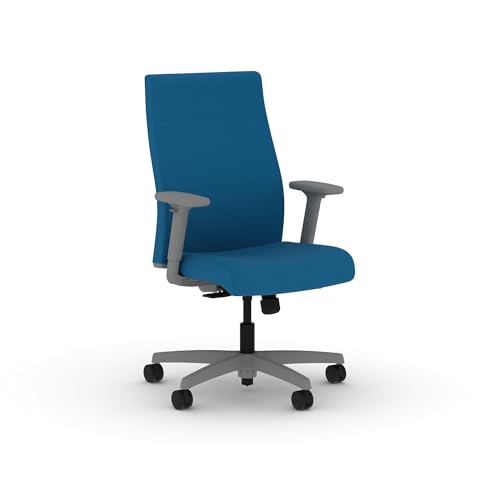 Image of HON Ignition 2.0 Ergonomic Office Chair with Adjustable Arms, Standard Synchro‑Tilt Recline, Upholstered Desk and Computer Chair for Home Office or Workstation, Titanium Frame, Peacock