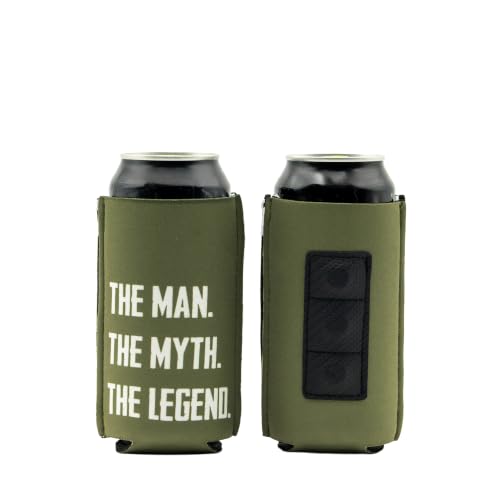 ZipSip MAGNET- Adjustable All-In-One Coozie with Zippers for Cans, Bottles, Slim Cans, Pint Glasses, Party Cups, Coffee – Can Cooler - Insolated Neoprene Sleeve - The Man the Myth the Legend, Large