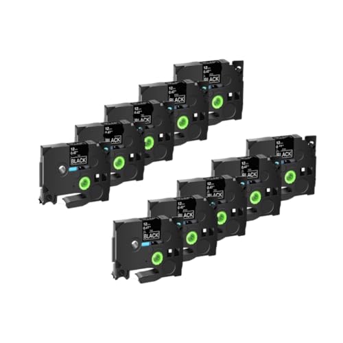 ���x���e�[�v 5 10 20PK 6 9 12 18 24 �~�����[�g�����n�ɔ� TZe 315 TZ 335 ���x�����[�J�[ PT D210 H100 H110 �ƌ݊�������(10PK White on Black)