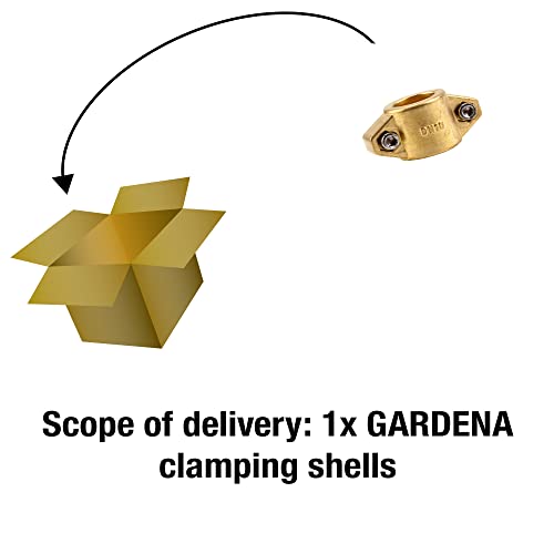 Gardena Klemmschalen: Schlauchschelle aus Messing zur Befestigung von Saug- oder Hochdruckschläuchen, passend für 19 mm (3/4 Zoll)-Schläuche (7210-20)