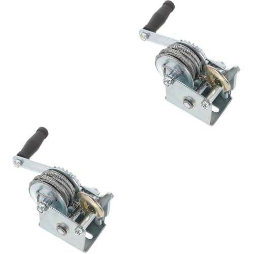 Cabilock 2pcs Manual Winch Hand Winch Worm Gear Trailer Winch Loading Boat Hand Winch Van Winch Cable Rope Small Heavy Moving Crank Mini Wenches Manual Hand Winch Hand Winch Trailer Metal