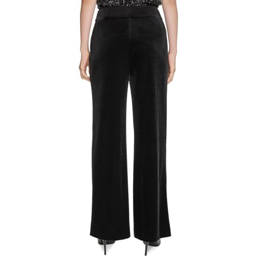 Calvin Klein Womens Whitney Velvet High-Rise Wide Leg Pants Black 42