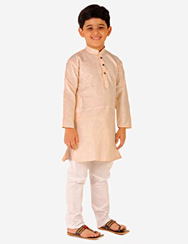 Image of Pro-Ethic Style Developer Boy's Cotton Self Design Kurta Pyjama For Kids Ethnic Wear For Wedding & Function (S-186)