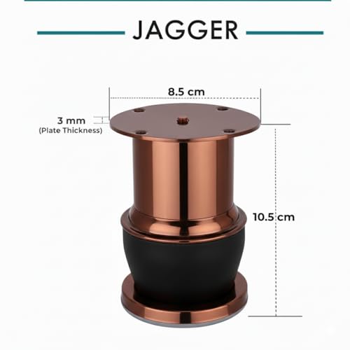 Image of JAGGER JAG410 4 inch INCH SS Steel Furniture Support Leg for Sofa, Bed, Cabinet, Wardrobe & Table | SS Strong & Durable Cabinet Support Leg | Easy Fit, Long-Lasting (6, Rose Gold /Black)