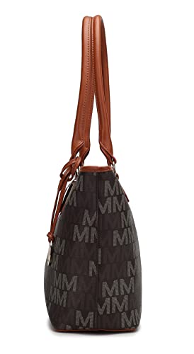 MKF Collection Tote Bag for Women, Shoulder Handbag & Wristlet Pouch Purse Top Handle Vegan Leather 4Pcs Set Pocketbook